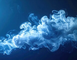 Swirling white smoke against a dark blue background, light and airy