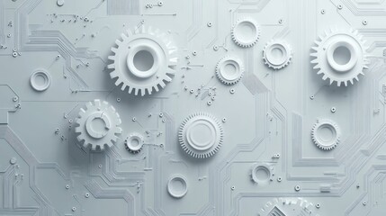 Abstract Circuit Gears - Futuristic Technology Background