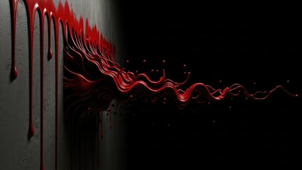 Crimson flow abstraction with textured concrete backdrop and dark dissipation gradient