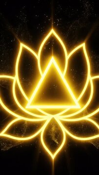 Manipura Chakra Symbol Glowing Yellow Neon Lotus Meditation