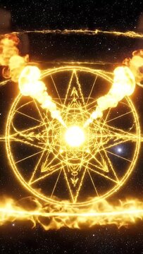 Golden Manipura Chakra Sigil in Space with Fire Energy