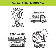  vector editable eps file with eco friendly icons and green thick logistics