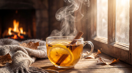 Warm Spiced Tea with Lemon and Cinnamon