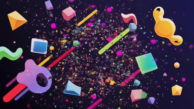 Vibrant 3D Shapes and Objects in Space.