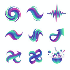 Vibrant Collection of Dynamic Abstract Fluid Gradient Shapes and Vector Graphic Elements for Modern Design Projects