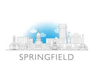 Springfield Illinois USA cityscape illustration skyline drawing