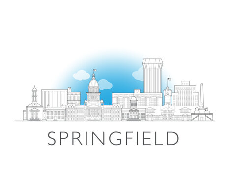 Springfield Illinois USA cityscape illustration skyline drawing