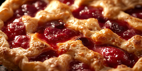 Golden-Brown Cherry Pie with Lattice Crust and Glossy Filling