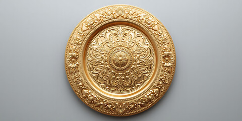 Ornate Gold Ceiling Medallion with Floral Pattern