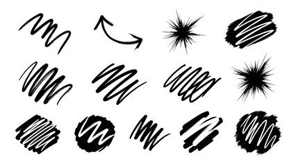 Fototapeta premium Abstract Black Scribble and Arrow Elements Collection.