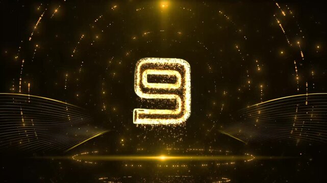 golden particles top 10 countdown, 10 to 1 timer. animation for new year's eve count down and for top ten ranking