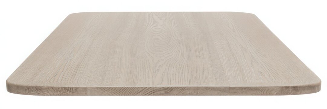 Perspective view of a light wood table top surface isolated on white background for product placement and display