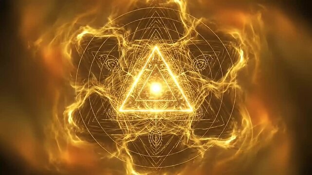 Golden Manipura Chakra Symbol Sacred Geometry Energy Flow Abstract