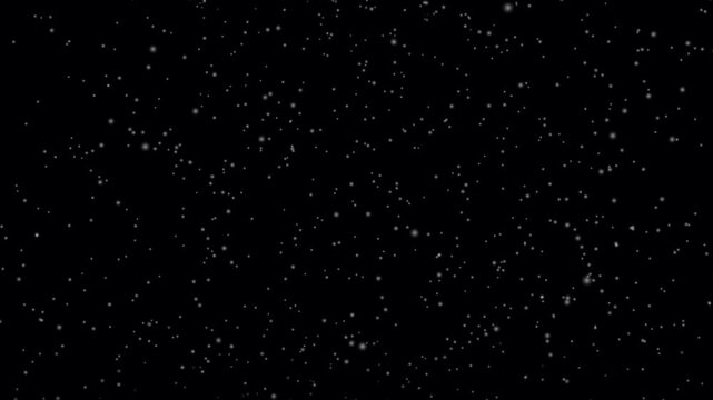 White snow overlay- Winter snow fall seamless loop animation on black background. Falling through realistic natural snow from outer space. Snowing particles- Seamless loop blurred snowflakes motion.