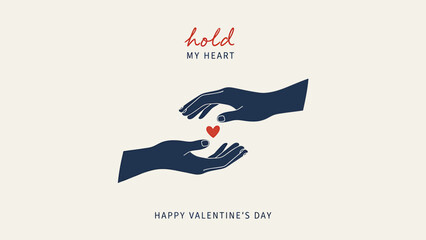 Loving hands exchanging a heart on Valentine's Day