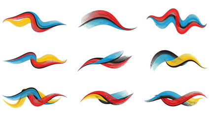 Collection of vibrant abstract paint strokes and brush swirls.