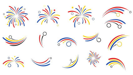 Fototapeta premium Colorful Abstract Fireworks and Swirls Collection for Celebrations.