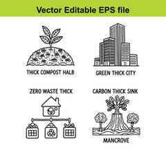  vector illustration of eco friendly city and nature icons in editable eps format for environmental concepts