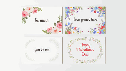 Valentine's Day greeting cards with floral designs
