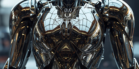 Futuristic Robot Torso Close-Up