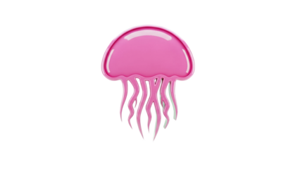 3D Pink Jellyfish Icon on transparent background