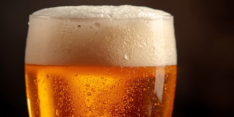 Close-Up of Frosty Amber Beer Glass