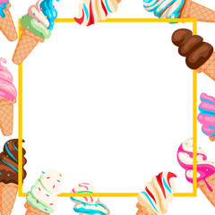 vector illustration of ice cream outer square frame