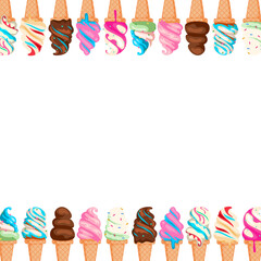 vector illustration of ice cream square border