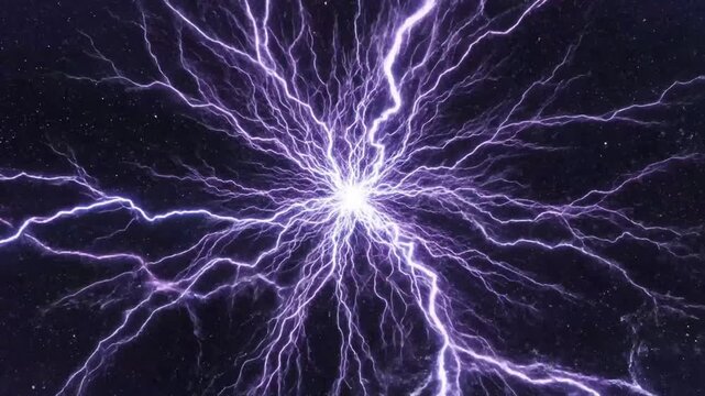 Energetic center emanates glowing purple streams