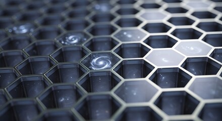 Abstract honeycomb pattern with glowing elements representing energy cells