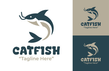 Naklejka premium Catfish Logo Modern Minimalist Aquatic Branding