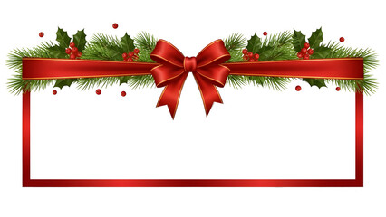 christmas greeting card with red ribbon