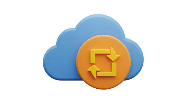 3D Cloud Sync Icon on transparent background - Powered by Adobe