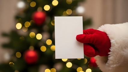 christmas card with santa hat and blank card