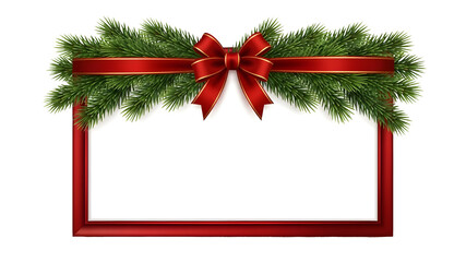 Red Christmas greeting card featuring a festive gold ribbon bow and winter ornaments on an elegant holiday background design for a New Year celebration