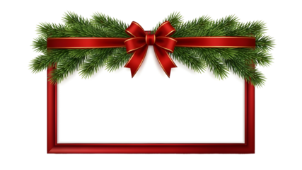 Red Christmas greeting card featuring a festive gold ribbon bow and winter ornaments on an elegant holiday background design for a New Year celebration