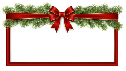 christmas card with red ribbon and bow tree