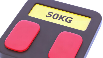 3D Digital Scale Displays 50 KG on transparent background