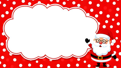 Cute cartoon panda wearing a red Santa hat inside a Christmas holiday frame with snow and winter decoration elements for a happy New Year greeting card vector illustration