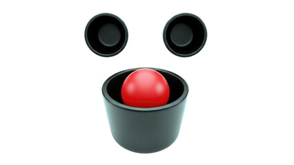 3D Happy Face with Red Ball on transparent background