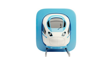 3D Modern bullet train icon on transparent background