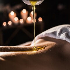 Warm oil streaming onto a person's back during a luxurious spa massage session