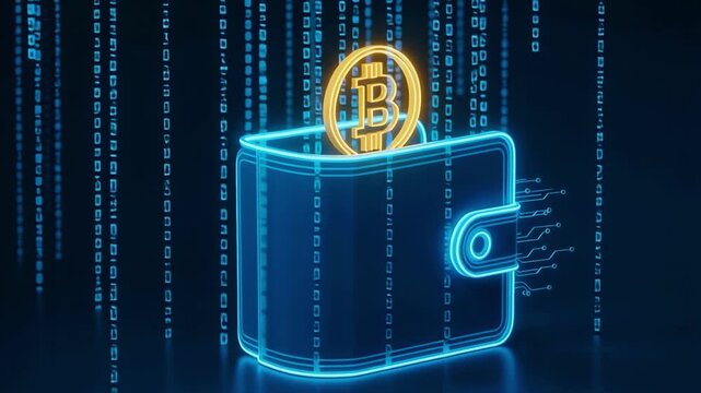 Cryptocurrency bitcoin wallet security concept with digital background
