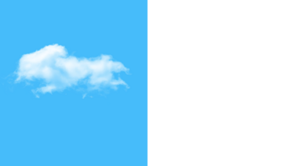 Fluffy white cloud floats serenely, ideal for adding dreamy skies to designs and bringing a touch of peaceful atmosphere to creative projects