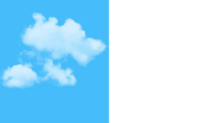 Fluffy white clouds on blue sky and black background