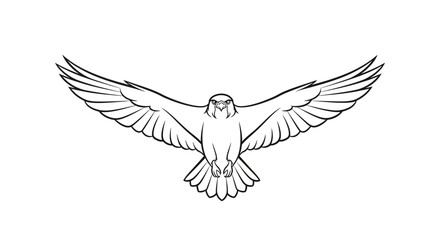 Minimalist Line Drawing of a Bird with Outstretched Wings in Flight