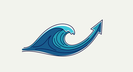 Dynamic wave with an upward arrow symbolizing growth and progress