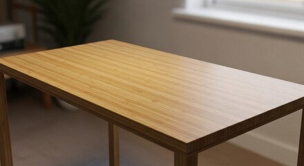 Minimalist natural bamboo table with smooth surface for interior design projects