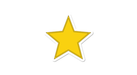 Fototapeta premium Bright yellow star illustration with a bold outline and subtle shadow effect for design and