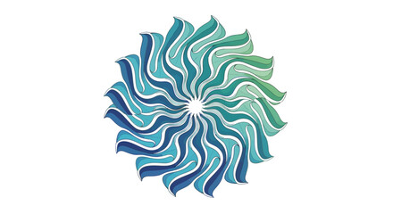 Abstract Circular Pattern with Wavy Lines in Blue and Green Shades for Modern Design
